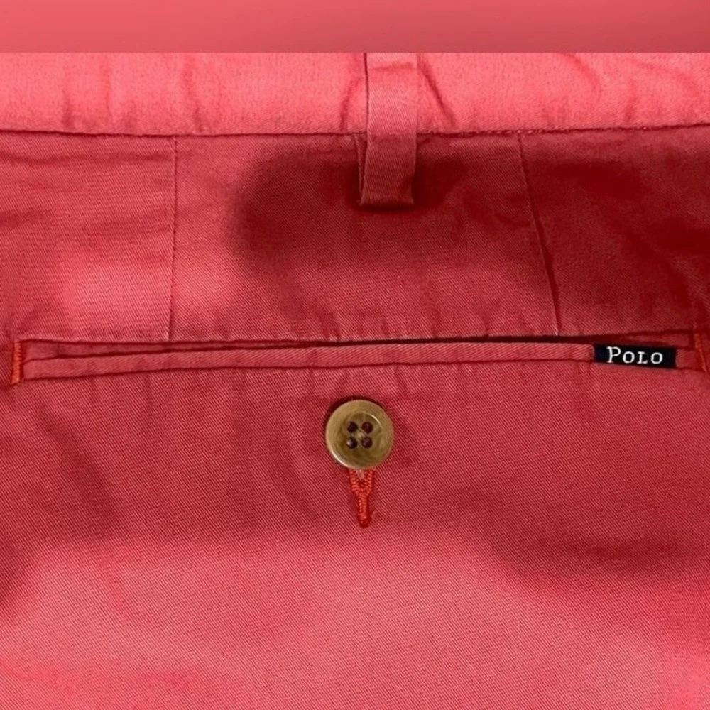 Polo Ralph Lauren Shorts 34 Red Chino Cotton Stretch Mens‎